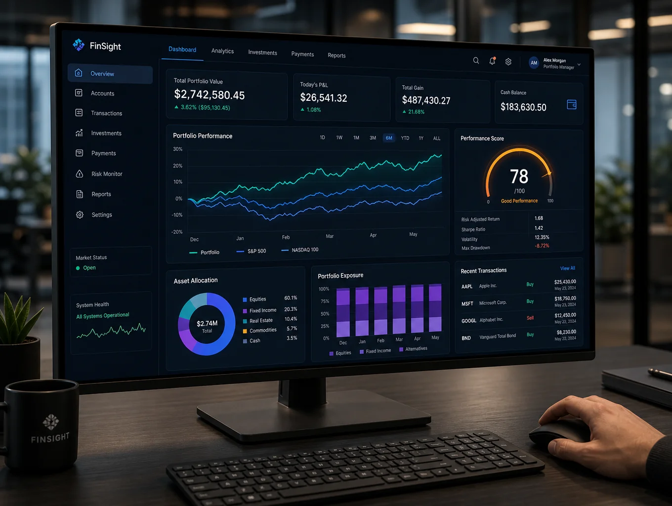 PulseMetrics financial telemetry and throughput graphs